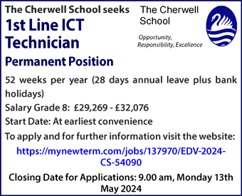 Cherwell School seeks IT Technician
