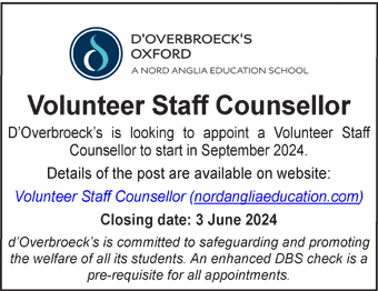 d'Overbroecks seeks Volunteer Staff Counsellor