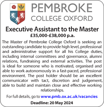 Pembroke College seek Executive Assistant to the Master