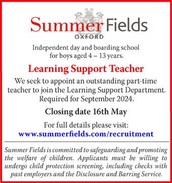 Summer Fields School seeks Learning Support Assistant