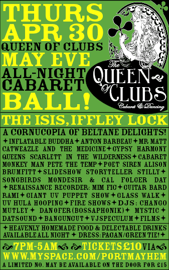 Daily Info, Oxford EVENTS: Queen of Clubs May Eve Cabaret Ball, Thu Apr 30!