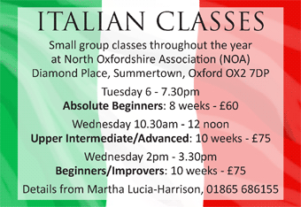 Italian Classes - small groups, at NOA, all through the year, from Absolute Beginners to Advanced