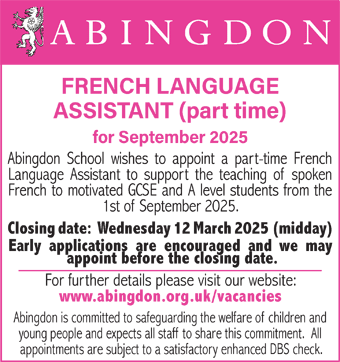 Abingdon School seek FRENCH LANGUAGE ASSISTANT (part time)