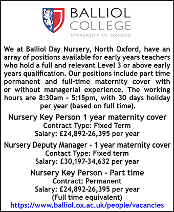 Balliol College seek Nursery staff