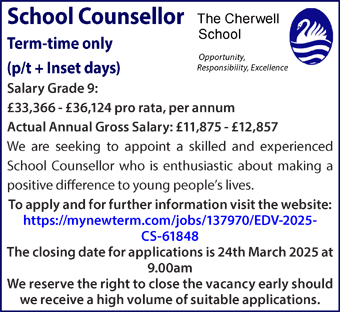 Cherwell School seeks School Counsellor