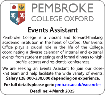 Pembroke College seeks an Events Assistant