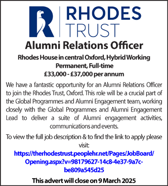 Rhodes Trust seek a Alumni Relations Officer