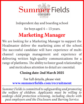 Summer Fields School seeks Marketing Manager