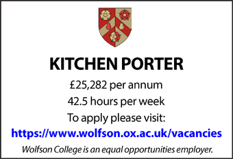 Wolfson College seeks a Kitchen Porter