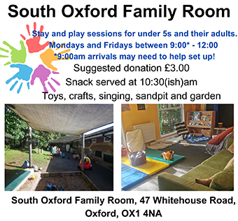 South Oxford Family Room Stay and Play sessions for under 5s and their adults