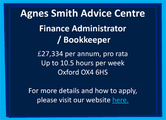 Agnes Smith Advice Centre seeks Finance Admin/Bookkeeper
