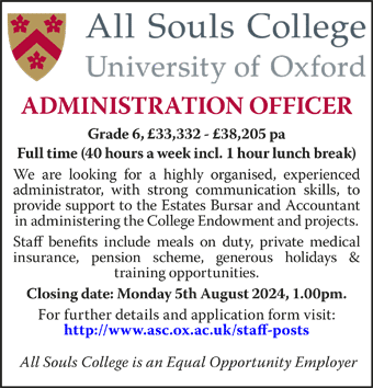 All Souls College seek Administration Officer