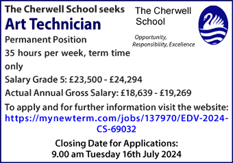 Cherwell School seeks Art Technician