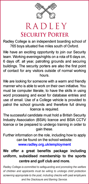 Radley College seek Security Porter 