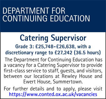 Department of Continuing Education seeks a Catering Supervisor