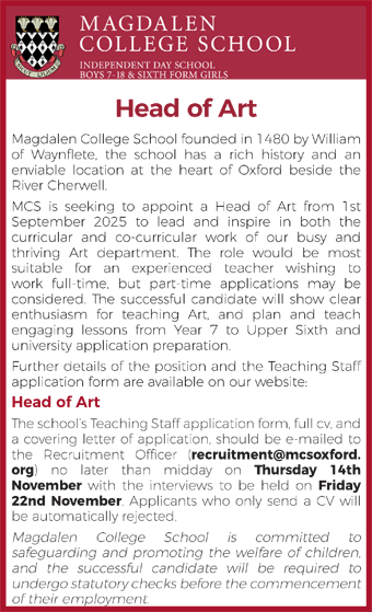 Magdalen College School seeks Head of Art