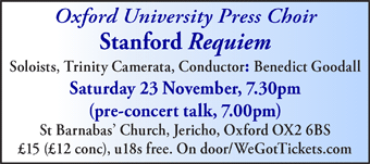 Oxford University Press Choir, Sat 23 Nov, St Barnabus Church