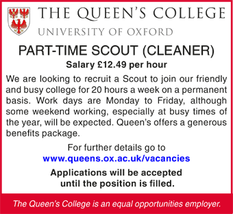 Queen's College seek part-time Scout (Cleaner)