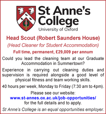 St Anneâ€™s College Oxford seeks Head Scout (Robert Saunders House)