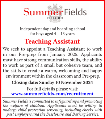 Summer Fields School seeks Teaching assistant