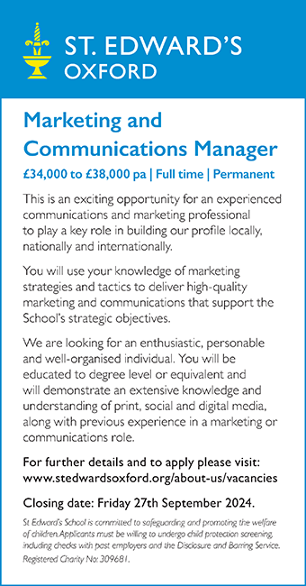 St Edwards School seek Marketing and Communications Manager